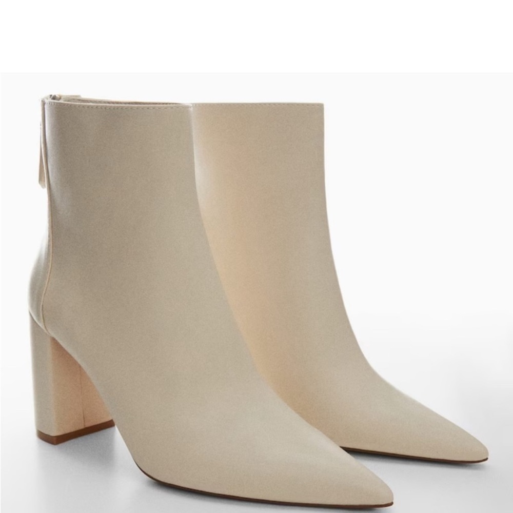 Mango Elegant Beige Heeled Boots